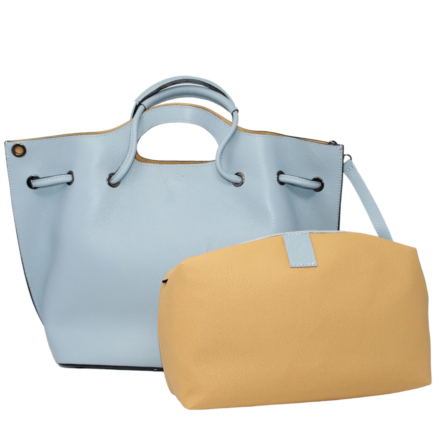 Brooke - Light Blue Tote Bag | Luxurious Pebbled Leather Handbag