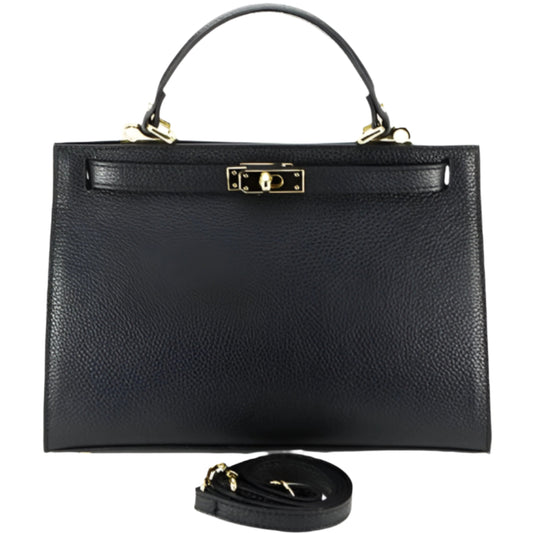 Comfort Top Handle Bag Black | High Quality Pebbled Italian Leather Handbag (Available in 4 Colors)