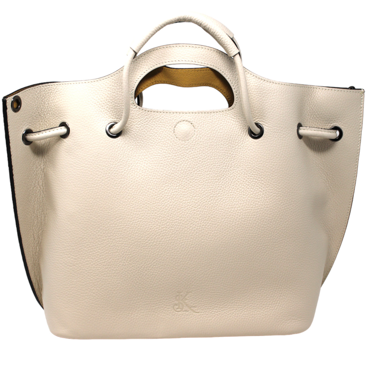 Beige structured tote handbag